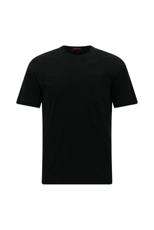 Siyah Bisiklet Yaka Slim Fit Dar Kesim Nakışlı Pamuk T-shirt