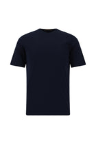 Koyu Lacivert Bisiklet Yaka Slim Fit Dar Kesim Nakışlı Pamuk T-shirt