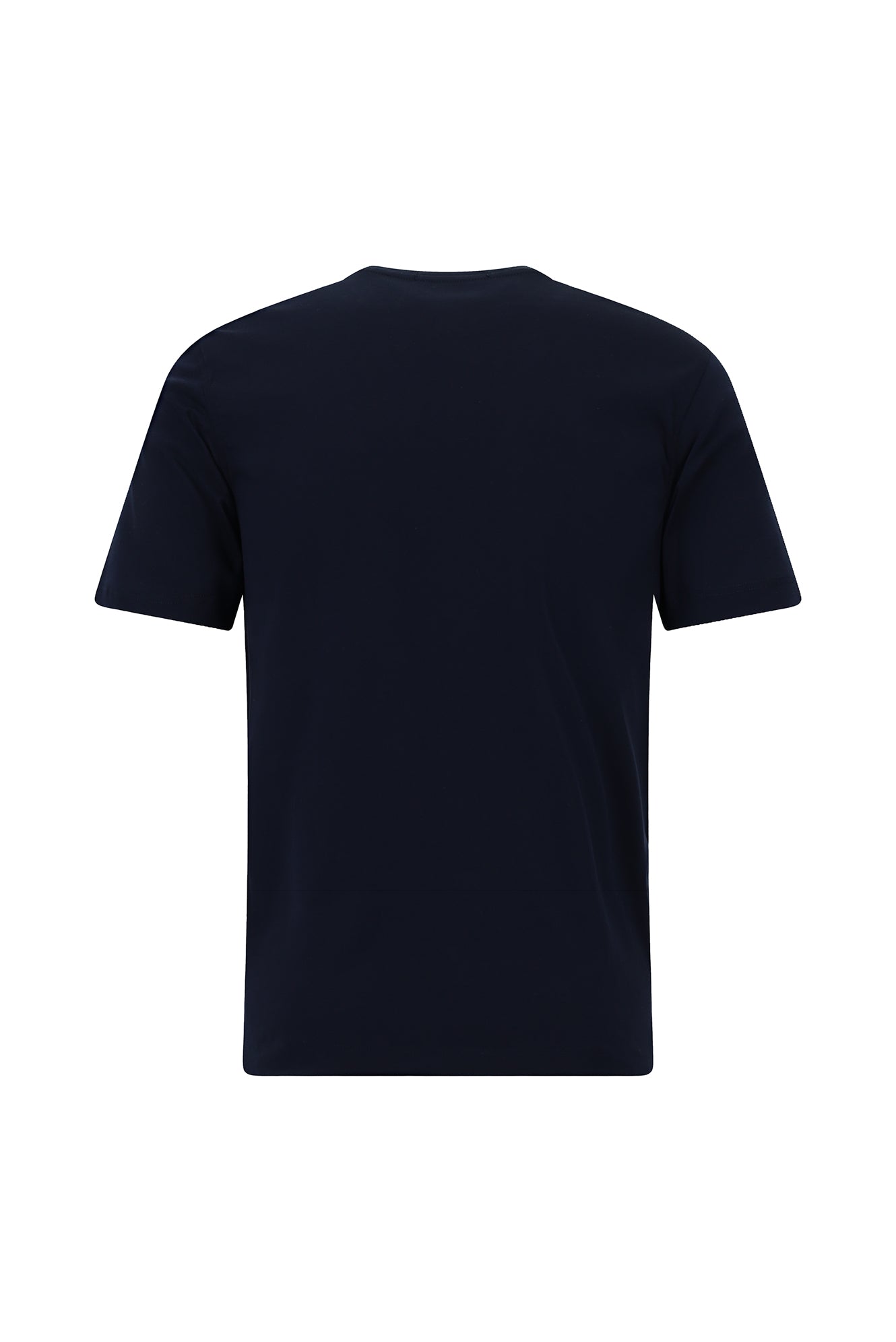 Koyu Lacivert Bisiklet Yaka Slim Fit Dar Kesim Nakışlı Pamuk T-shirt