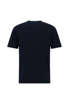 Koyu Lacivert Bisiklet Yaka Slim Fit Dar Kesim Nakışlı Pamuk T-shirt