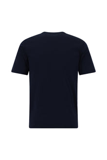 Koyu Lacivert Bisiklet Yaka Slim Fit Dar Kesim Nakışlı Pamuk T-shirt