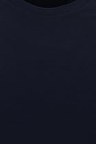 Koyu Lacivert Bisiklet Yaka Slim Fit Dar Kesim Nakışlı Pamuk T-shirt