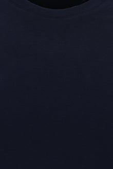 Koyu Lacivert Bisiklet Yaka Slim Fit Dar Kesim Nakışlı Pamuk T-shirt