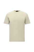 Açık Bej Bisiklet Yaka Slim Fit Dar Kesim Nakışlı Pamuk T-shirt
