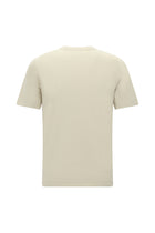 Açık Bej Bisiklet Yaka Slim Fit Dar Kesim Nakışlı Pamuk T-shirt