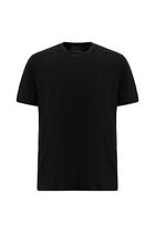 Siyah V Yaka Regular Fit Nakışlı Merserize Pamuk T-shirt