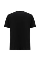 Siyah V Yaka Regular Fit Nakışlı Merserize Pamuk T-shirt