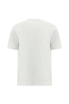 Beyaz V Yaka Regular Fit Nakışlı Merserize Pamuk T-shirt