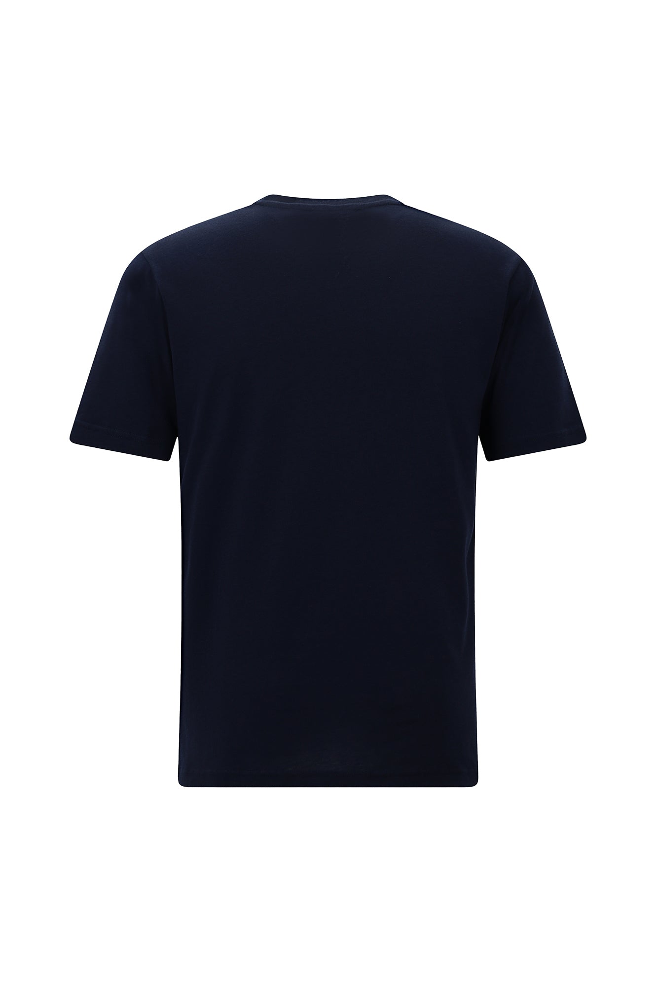 Lacivert V Yaka Regular Fit Nakışlı Pamuklu T-shirt