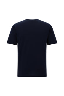 Lacivert V Yaka Regular Fit Nakışlı Pamuklu T-shirt