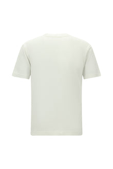Kırık Beyaz V Yaka Regular Fit Nakışlı Pamuklu T-shirt