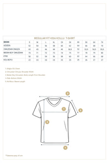 Kırık Beyaz V Yaka Regular Fit Nakışlı Pamuklu T-shirt