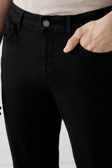 Siyah Regular Fit Düz Pamuklu 5 Cep Denim Pantolon