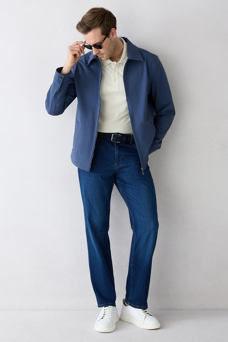 Koyu Lacivert Regular Fit Düz Pamuklu 5 Cep Denim Pantolon