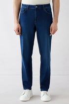 Koyu Lacivert Regular Fit Düz Pamuklu 5 Cep Denim Pantolon
