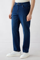 Koyu Lacivert Regular Fit Düz Pamuklu 5 Cep Denim Pantolon