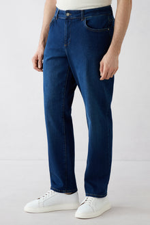 Koyu Lacivert Regular Fit Düz Pamuklu 5 Cep Denim Pantolon