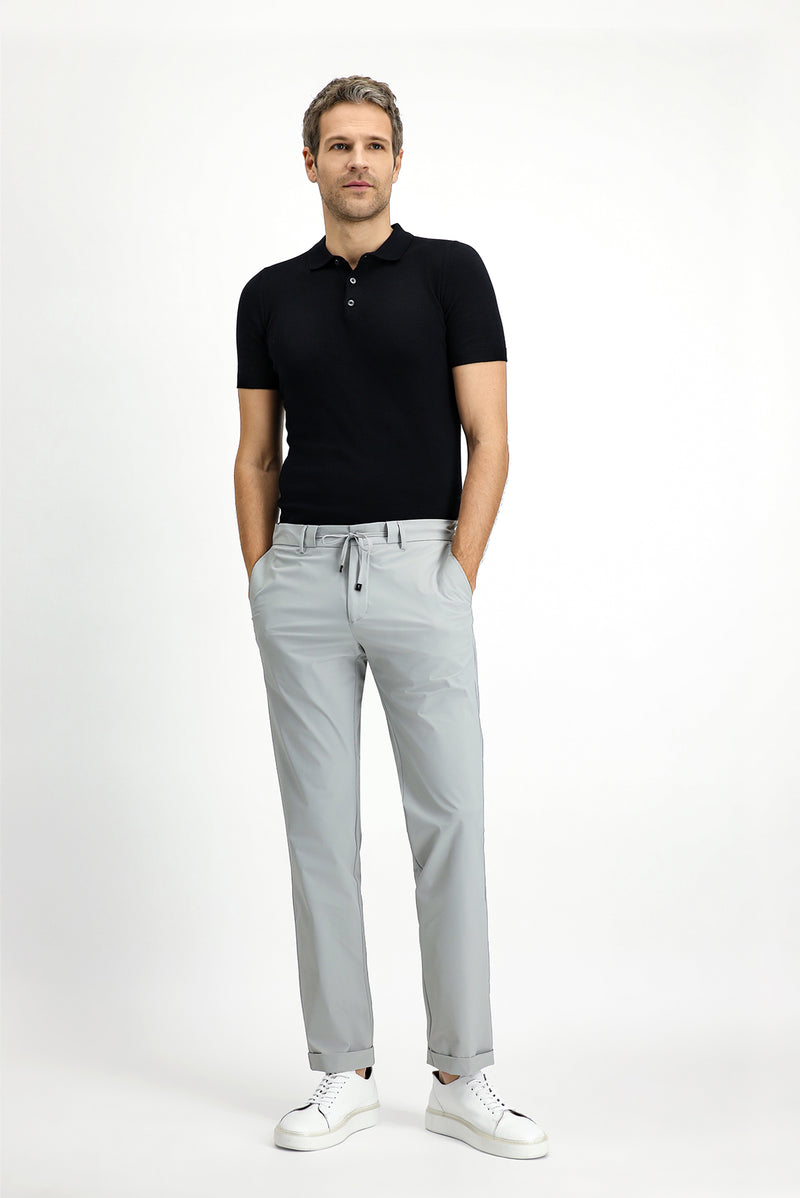 Açık Gri Techno-Line Super Slim Fit Ekstra Dar Kesim Likralı Klasik Kumaş Pantolon