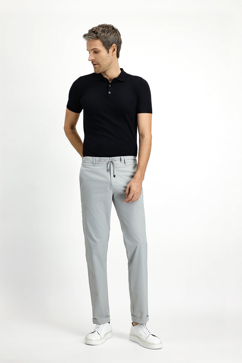 Açık Gri Techno-Line Super Slim Fit Ekstra Dar Kesim Likralı Klasik Kumaş Pantolon
